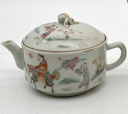 古玩陶瓷粉彩麒麟送子圖參壺真品鑒賞圖