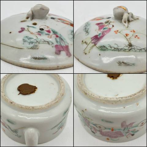 古玩陶瓷粉彩麒麟送子圖參壺真品鑒賞圖