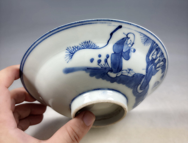 古玩陶瓷清晚期.青花三星高照圖撇口碗拍賣,當前價格650元