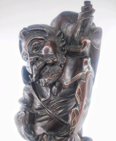 古玩雜項(xiàng)龍眼木雕達(dá)摩渡江真品鑒賞圖