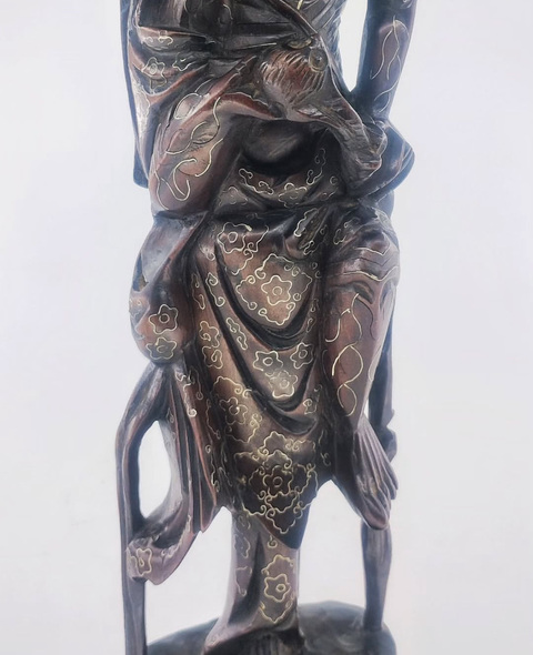 古玩雜項(xiàng)龍眼木雕達(dá)摩渡江真品鑒賞圖