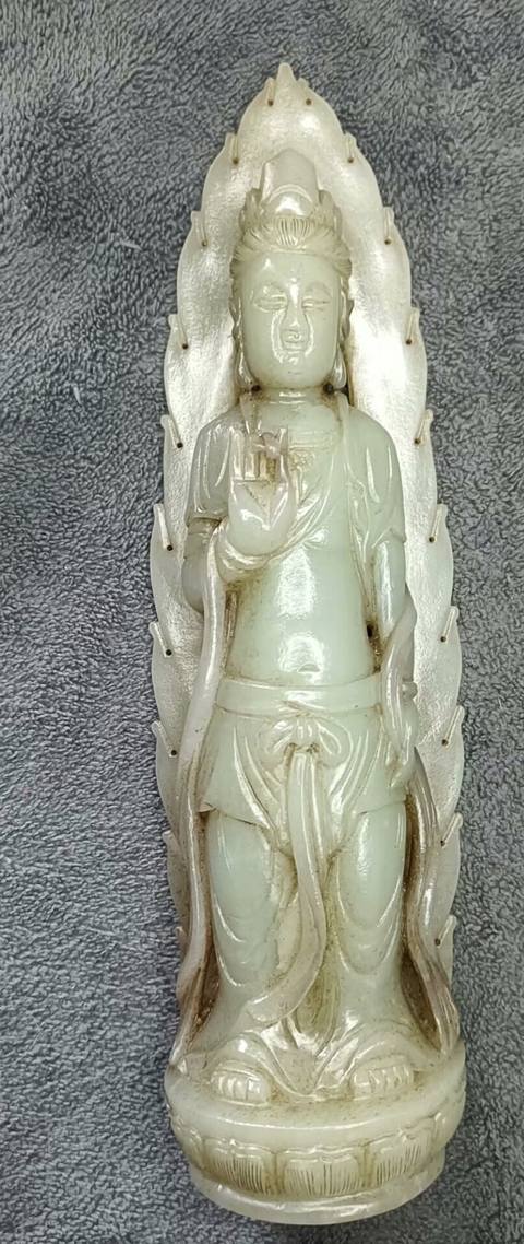 古玩玉器觀音擺件真品鑒賞圖