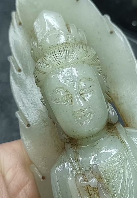 古玩玉器觀音擺件真品鑒賞圖