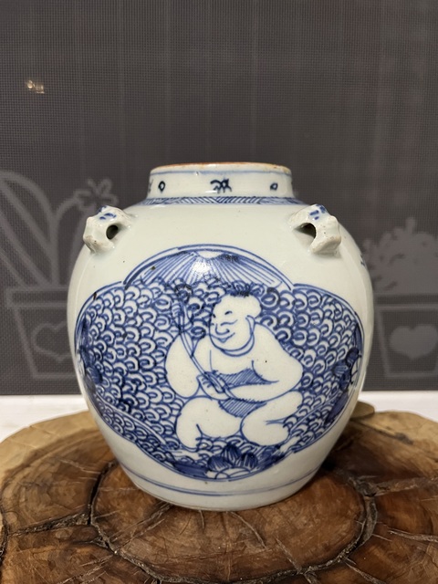 古玩陶瓷青花連生貴子圖四系壺拍賣，當前價格2500元