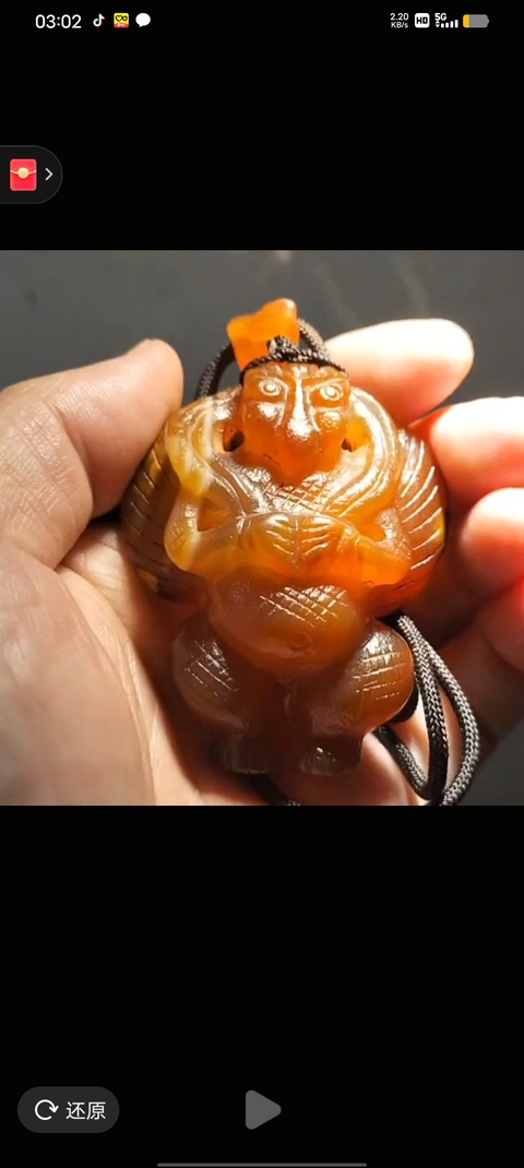 古玩玉器瑪瑙雕迦樓羅題材把件真品鑒賞圖