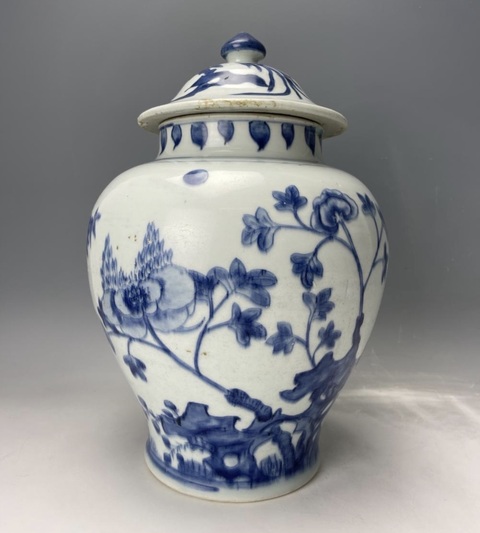 古玩陶瓷青花花鳥紋將軍罐真品鑒賞圖