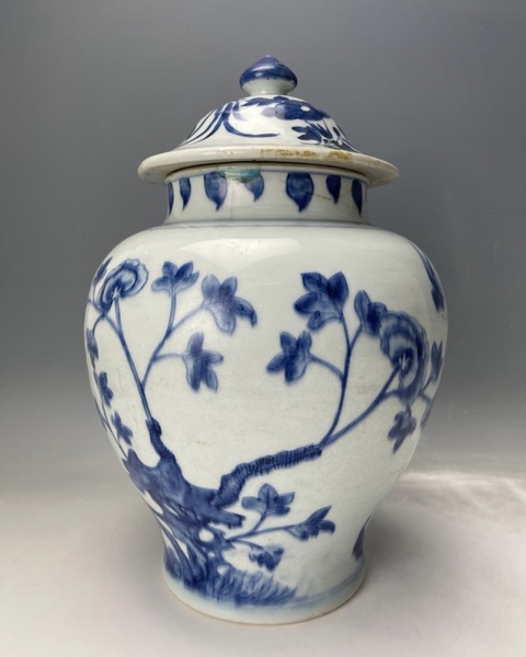 古玩陶瓷青花花鳥紋將軍罐真品鑒賞圖