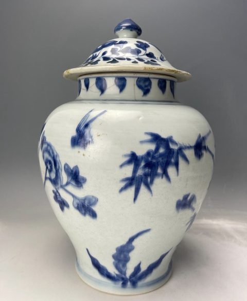 古玩陶瓷青花花鳥紋將軍罐真品鑒賞圖