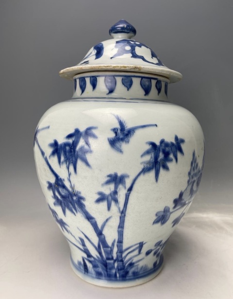 古玩陶瓷青花花鳥紋將軍罐真品鑒賞圖