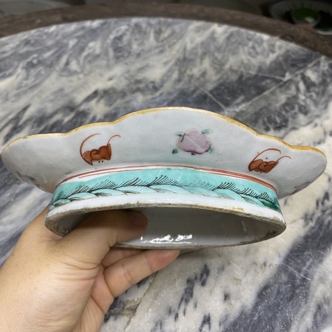 古玩陶瓷粉彩花卉海棠貢盤真品鑒賞圖