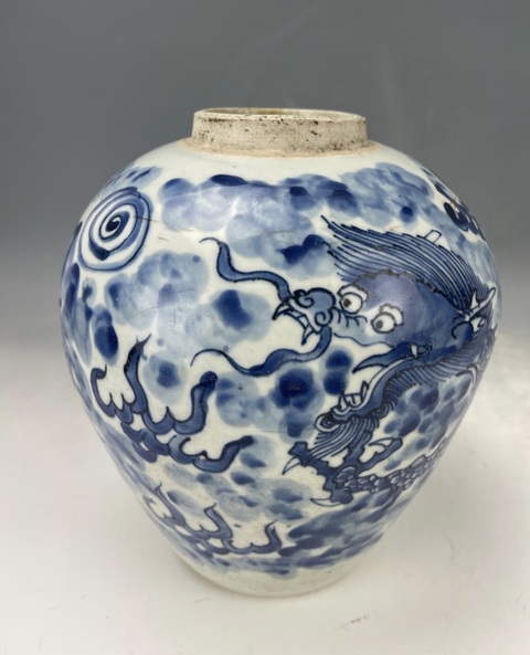 古玩陶瓷青花龍紋罐真品鑒賞圖