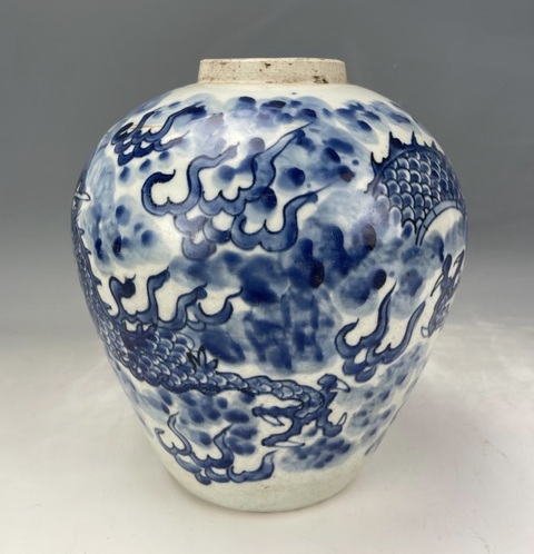 古玩陶瓷青花龍紋罐真品鑒賞圖