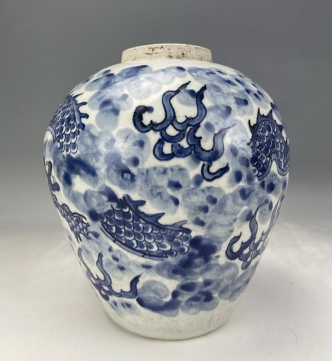 古玩陶瓷青花龍紋罐真品鑒賞圖