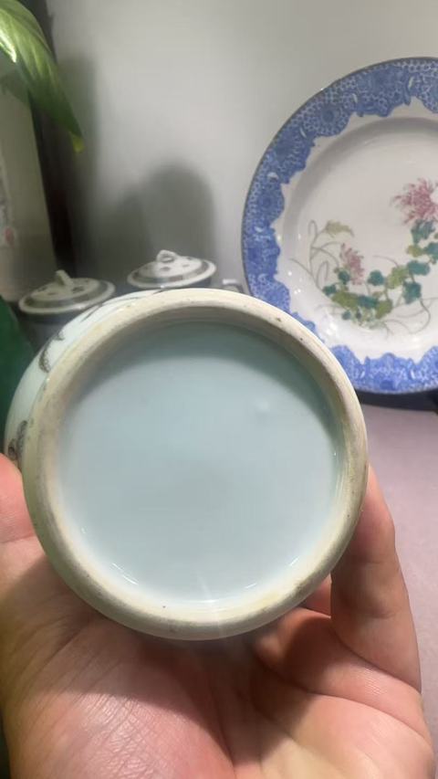 古玩陶瓷大雅齋風格花鳥紋象耳瓶，模糊，偏老真品鑒賞圖