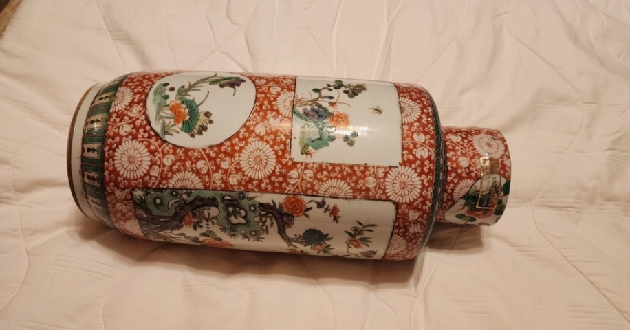 古玩陶瓷五彩花鳥紋棒槌瓶真品鑒賞圖
