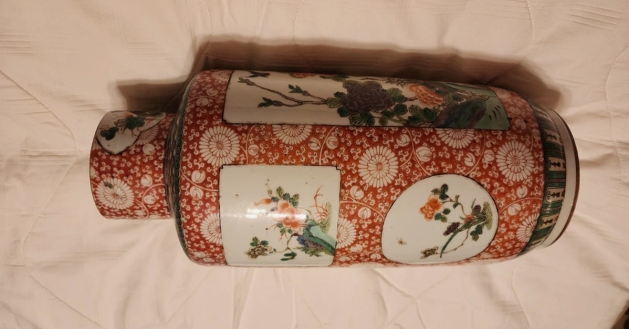 古玩陶瓷五彩花鳥紋棒槌瓶真品鑒賞圖