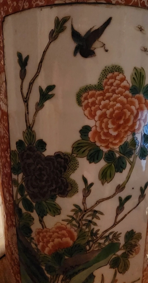 古玩陶瓷五彩花鳥紋棒槌瓶真品鑒賞圖