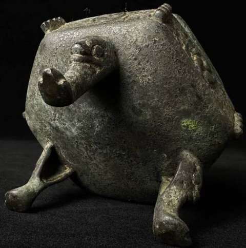 古玩銅器元明獸足六方爐真品鑒賞圖