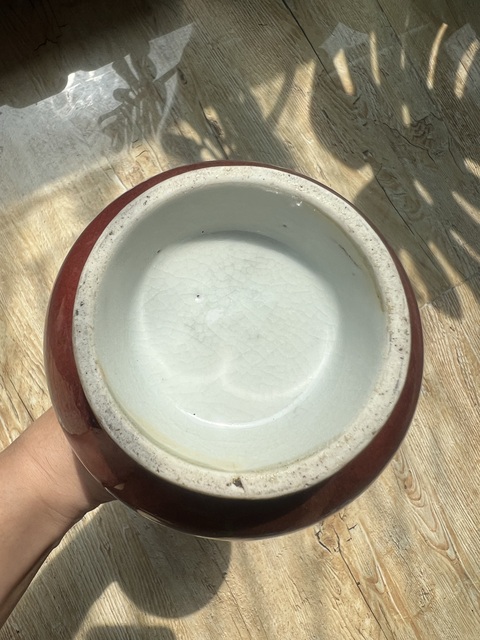 古玩陶瓷郎紅釉撇口瓶真品鑒賞圖