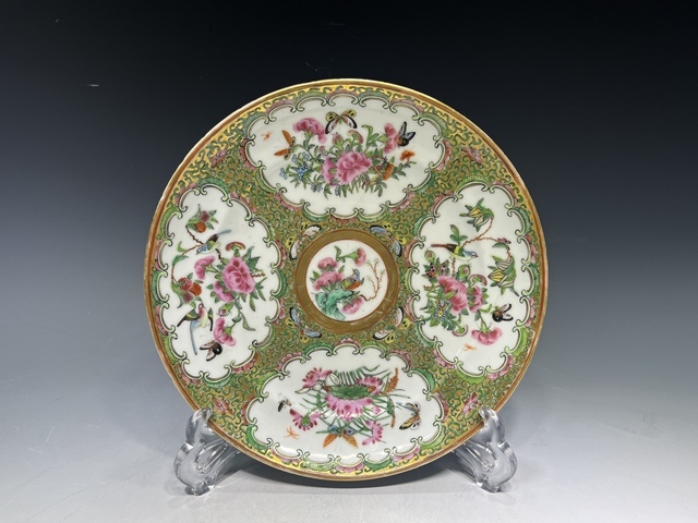 古玩陶瓷清晚期·廣彩花鳥紋盤真品鑒賞圖