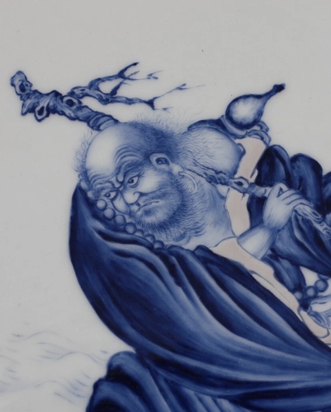 古玩陶瓷《一葦過江》瓷板畫(王步款)真品鑒賞圖