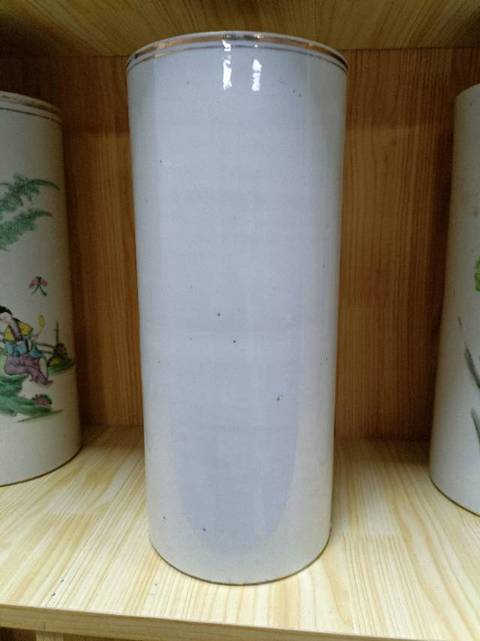 古玩陶瓷人物歡天喜地帽桶真品鑒賞圖