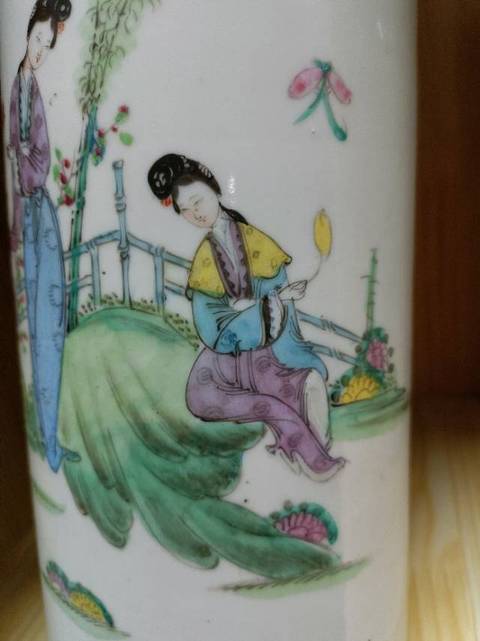 古玩陶瓷人物芭蕉帽桶真品鑒賞圖