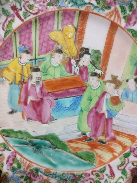 古玩陶瓷人物廣彩賞盤(pán)真品鑒賞圖