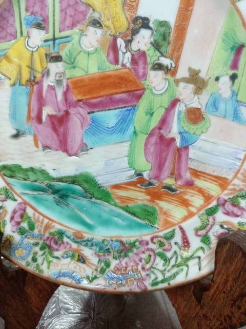 古玩陶瓷人物廣彩賞盤(pán)真品鑒賞圖
