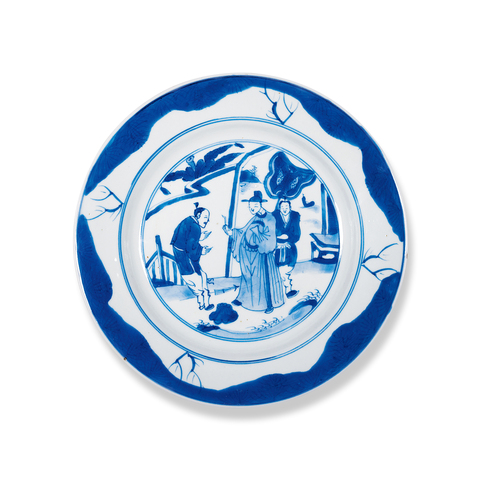 古玩陶瓷青花人物故事紋盤真品鑒賞圖