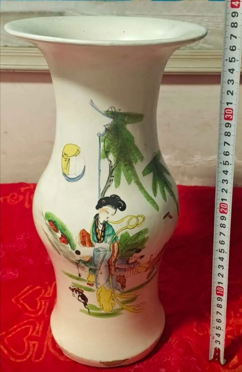 古玩陶瓷三娘教子花觚真品鑒賞圖