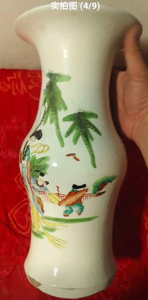 古玩陶瓷三娘教子花觚真品鑒賞圖
