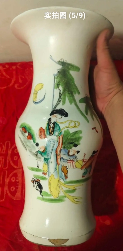 古玩陶瓷三娘教子花觚真品鑒賞圖
