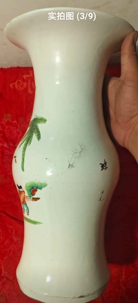 古玩陶瓷三娘教子花觚真品鑒賞圖