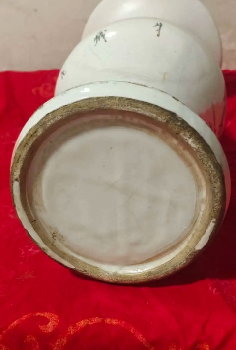 古玩陶瓷三娘教子花觚真品鑒賞圖