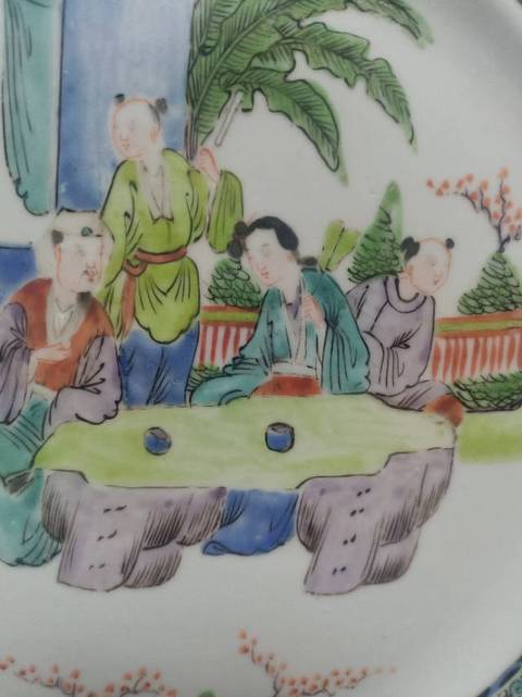古玩陶瓷人物廣彩盤真品鑒賞圖
