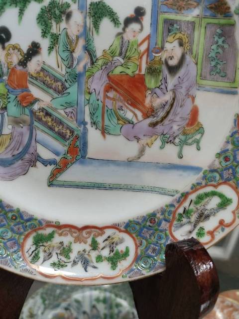 古玩陶瓷廣彩人物盤真品鑒賞圖