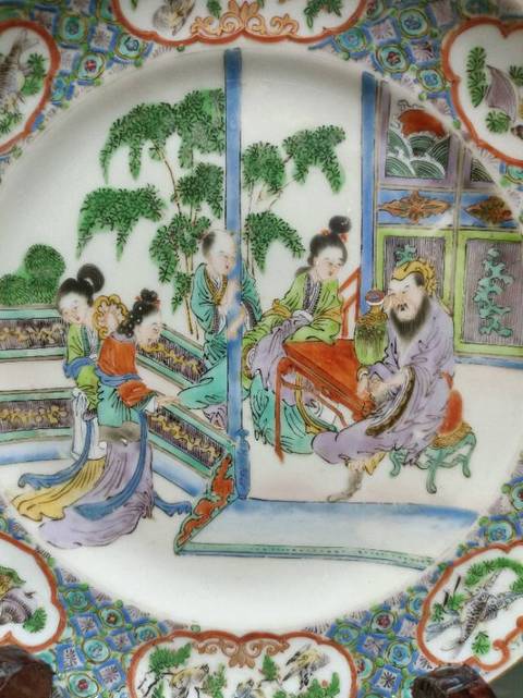 古玩陶瓷廣彩人物盤真品鑒賞圖