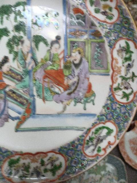 古玩陶瓷廣彩人物盤真品鑒賞圖