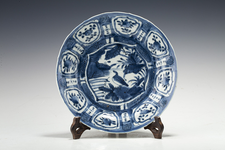 古玩陶瓷明晚·青花蘆雁紋克拉克盤拍賣，當前價格2127元