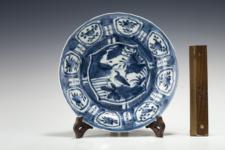 古玩陶瓷明晚·青花蘆雁紋克拉克盤拍賣，當前價格2127元