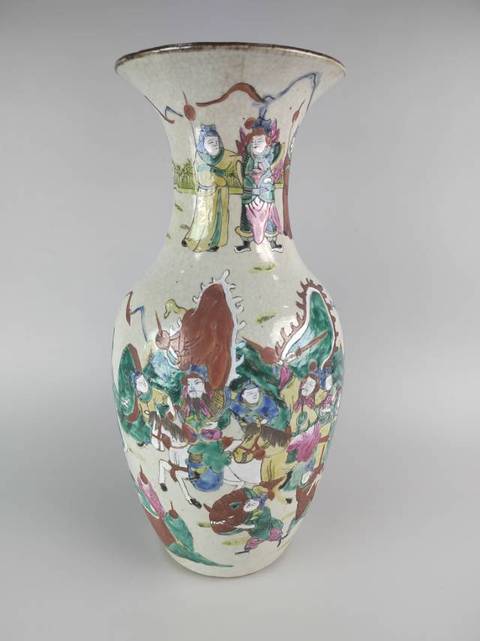 古玩陶瓷哥釉五彩柳葉瓶真品鑒賞圖