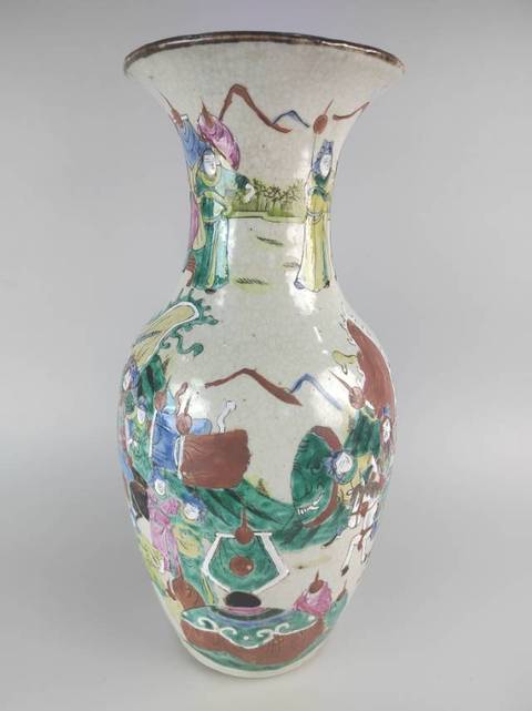 古玩陶瓷哥釉五彩柳葉瓶真品鑒賞圖