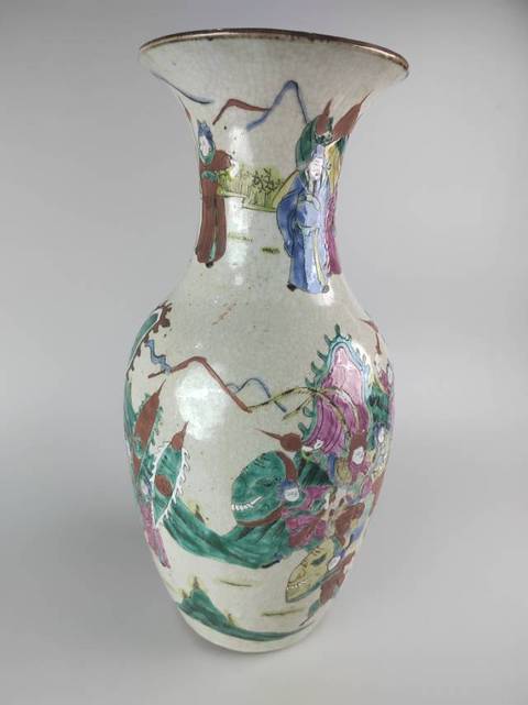 古玩陶瓷哥釉五彩柳葉瓶真品鑒賞圖