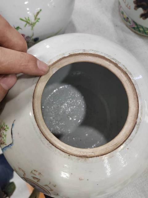 古玩陶瓷粉彩人物西瓜罐真品鑒賞圖