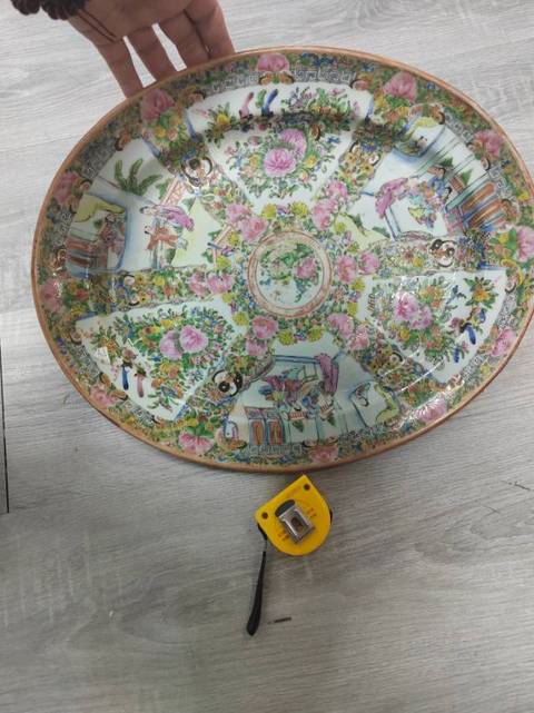 古玩陶瓷廣彩人物花卉盤拍賣,當前價格2888元