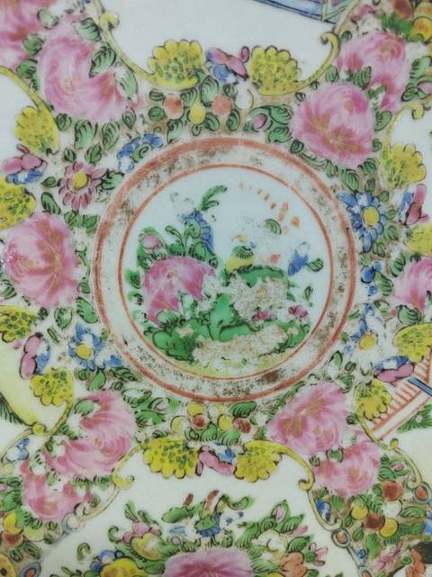 古玩陶瓷廣彩人物花卉盤拍賣,當前價格2888元