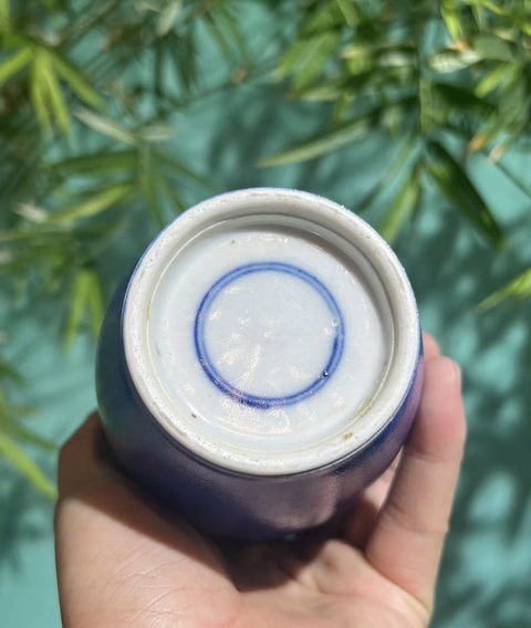 古玩陶瓷晚清灑藍(lán)釉棒槌瓶真品鑒賞圖