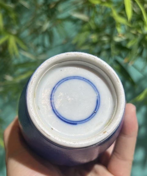 古玩陶瓷晚清灑藍(lán)釉棒槌瓶真品鑒賞圖