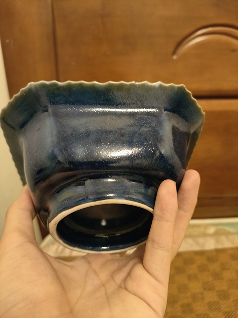古玩陶瓷祭藍描金方盤真品鑒賞圖